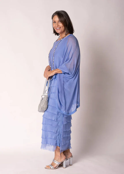 Imagine - Positano Blue Netty Dress Silk Ruffle Layers 10IM38621