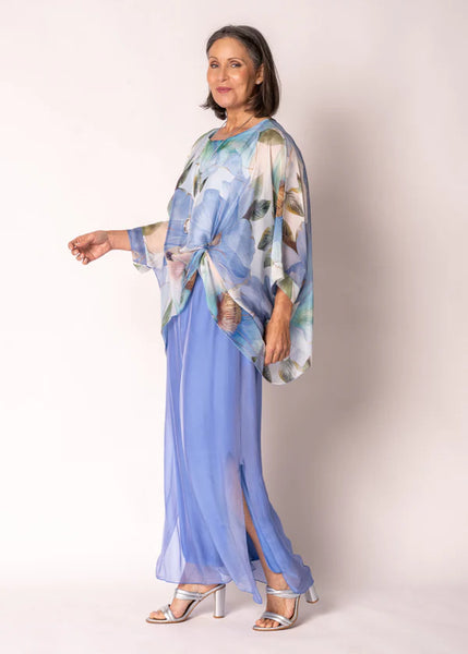 Imagine - Positano Blue Silk Gia Pant with Split 10IM2184