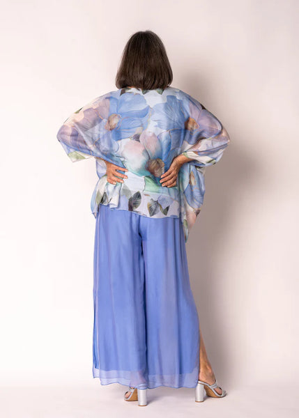 Imagine - Positano Blue Silk Gia Pant with Split 10IM2184
