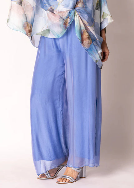 Imagine - Positano Blue Silk Gia Pant with Split 10IM2184