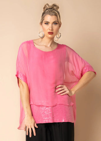 Imagine - Rasberry Mimi Top Silk w Sequins 30MM9866