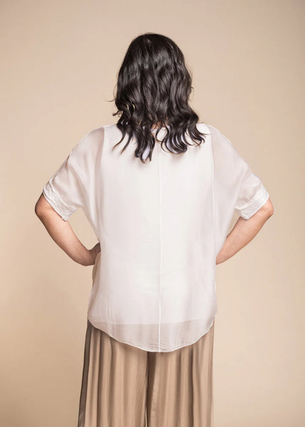 Imagine - Latte Mimi Top Silk w Sequins 30MM9866T