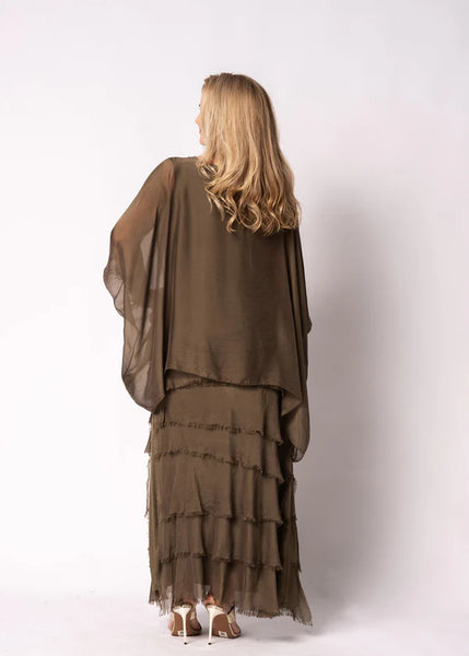 Imagine - Moss Green Flapper Fifi Silk Skirt 10IM2272