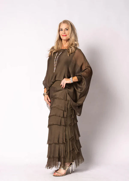 Imagine - Moss Green Flapper Fifi Silk Skirt 10IM2272