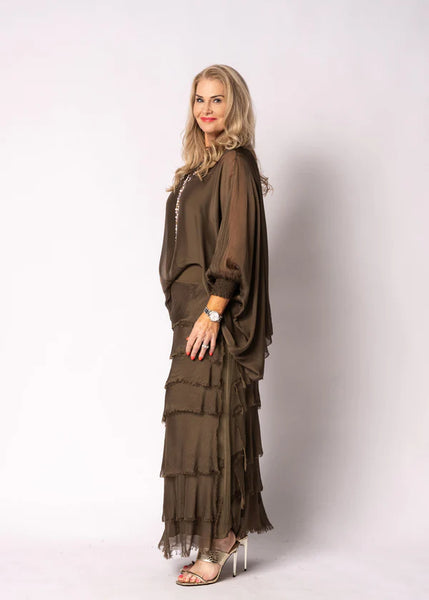 Imagine - Moss Green Flapper Fifi Silk Skirt 10IM2272