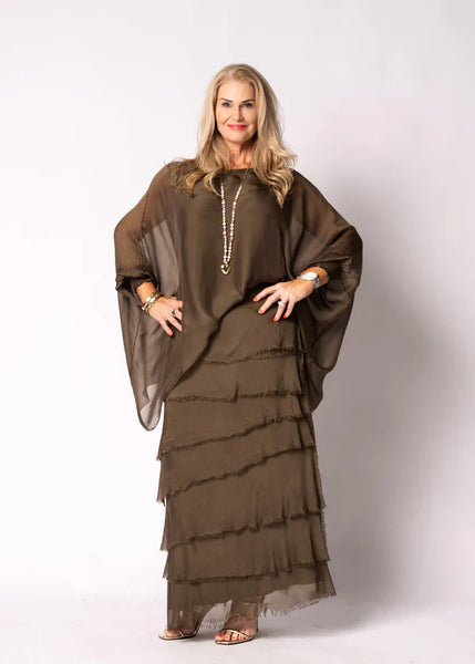 Imagine - Moss Green Flapper Fifi Silk Skirt 10IM2272
