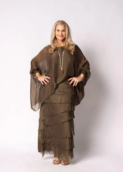 Imagine - Moss Green Flapper Fifi Silk Skirt 10IM2272