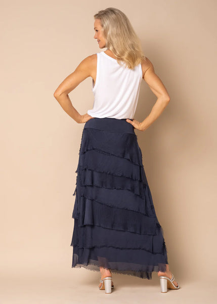 Imagine - Navy Flapper Fifi Silk Skirt 10IM2272