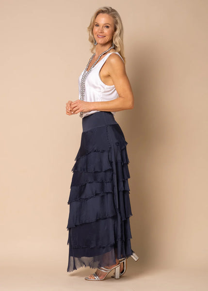Imagine - Navy Flapper Fifi Silk Skirt 10IM2272