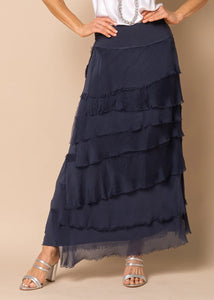 Imagine - Navy Flapper Fifi Silk Skirt 10IM2272