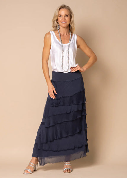 Imagine - Navy Flapper Fifi Silk Skirt 10IM2272