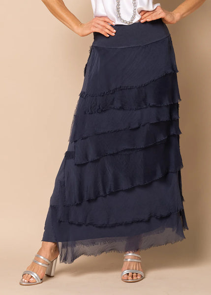 Imagine - Navy Flapper Fifi Silk Skirt 10IM2272