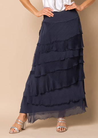 Imagine - Navy Flapper Fifi Silk Skirt 10IM2272