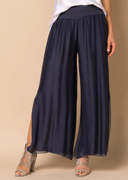 Imagine - Navy Silk Gia Pant with Split 10IM2184