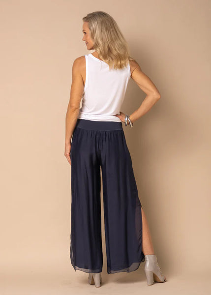 Imagine - Navy Silk Gia Pant with Split 10IM2184
