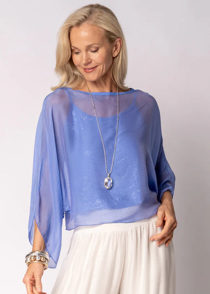 Imagine - Positano Blue Kaidi Silk Top 10IM7294