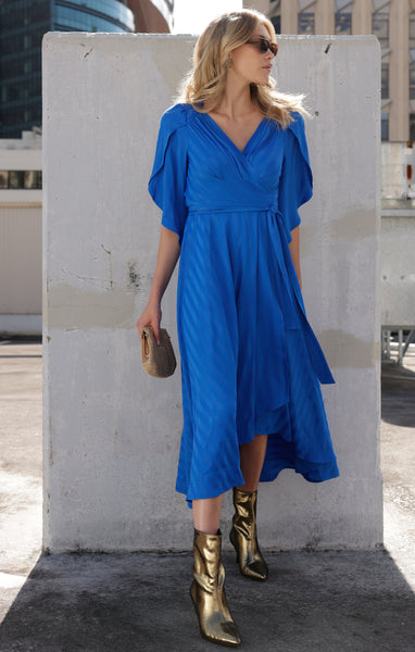Sacha Drake - Hanworth House Wrap Dress - Blue Self Stripe
