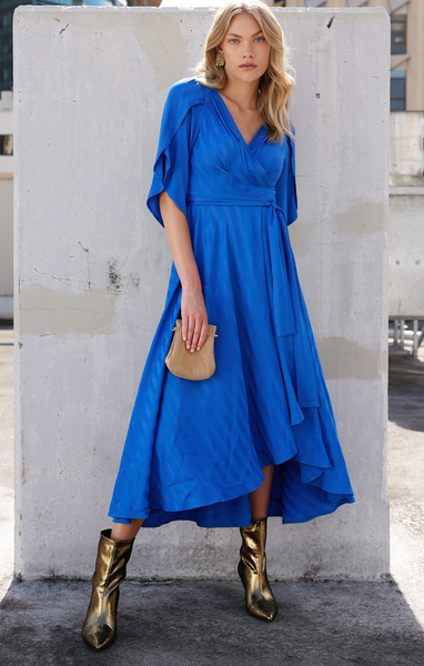 Sacha Drake - Hanworth House Wrap Dress - Blue Self Stripe