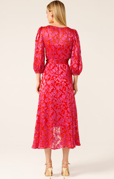 Sacha Drake - Lily Fire Wrap Dress - Pink Red Floral