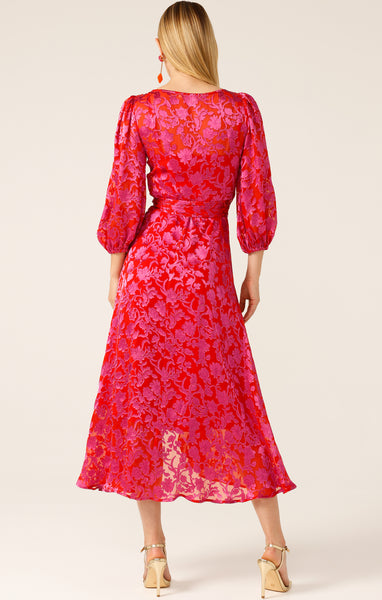 Sacha Drake - Lily Fire Wrap Dress - Pink Red Floral