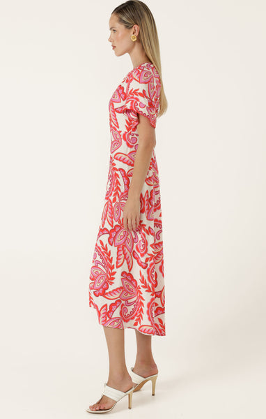 Sacha Drake - Raffaela Midi Dress - Pink Red Cream