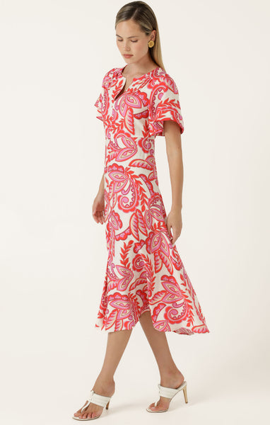 Sacha Drake - Raffaela Midi Dress - Pink Red Cream
