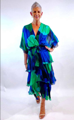 La Strada - Gucci Cobalt Silk Layer Ruffle Dress LSD21-901-191