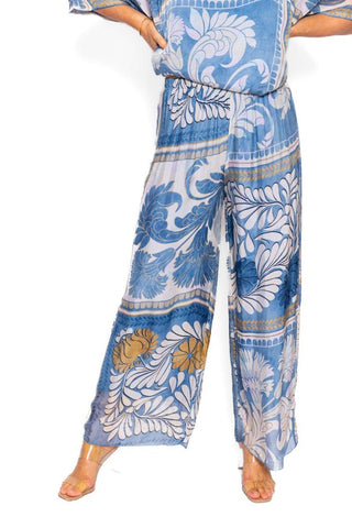 The Italian Closet - Mosaic Denim Tile print silk pants