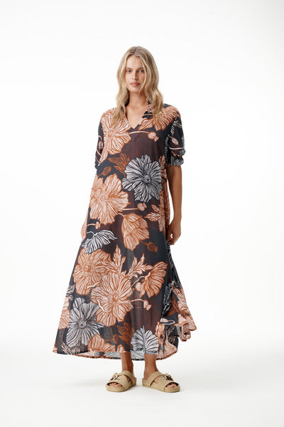 Oneseason - Long Grace Desert Poppy - Cotton - Black/Tan