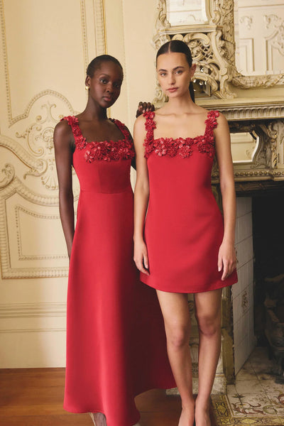 Elliatt - Lucetta Square Neck Fit and Flare Midi Dress - Red