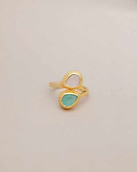 Meshca - Sublime Pear Ring in Aqua Rose Quartz