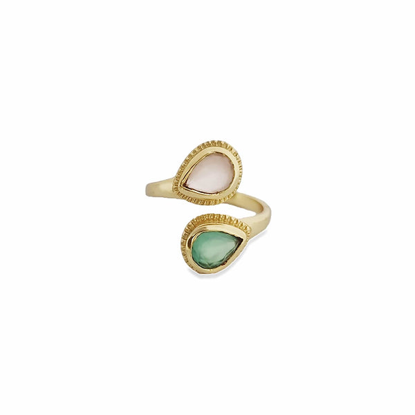 Meshca - Sublime Pear Ring in Aqua Rose Quartz