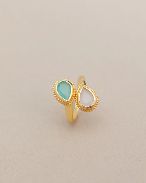 Meshca - Sublime Pear Ring in Aqua Rose Quartz