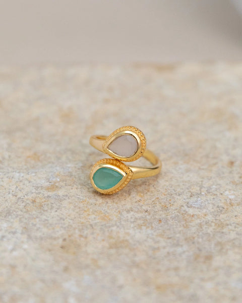 Meshca - Sublime Pear Ring in Aqua Rose Quartz