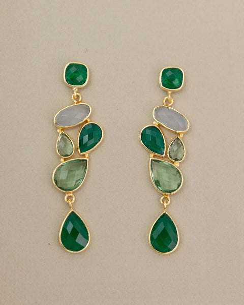Meshca - Trapeze Vert Earrings - Green Onyx