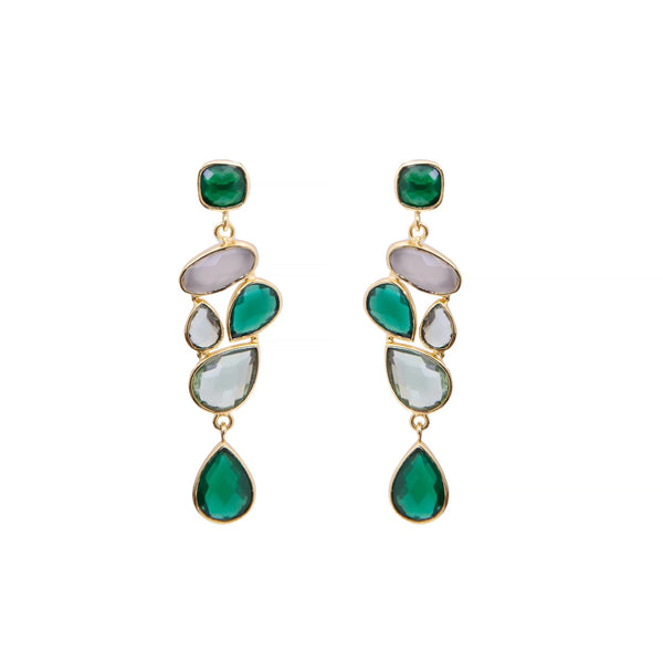 Meshca - Trapeze Vert Earrings - Green Onyx