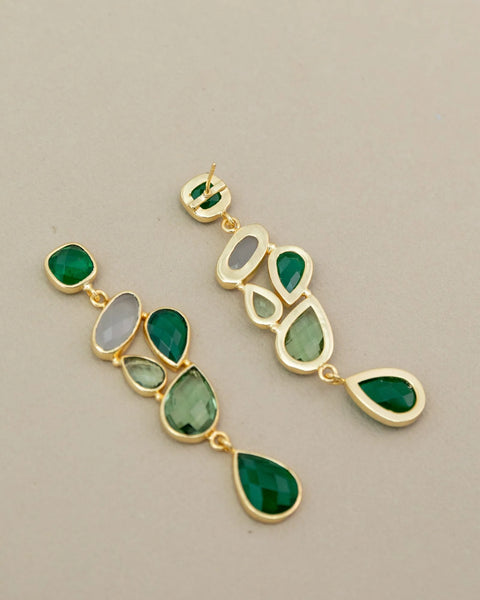 Meshca - Trapeze Vert Earrings - Green Onyx