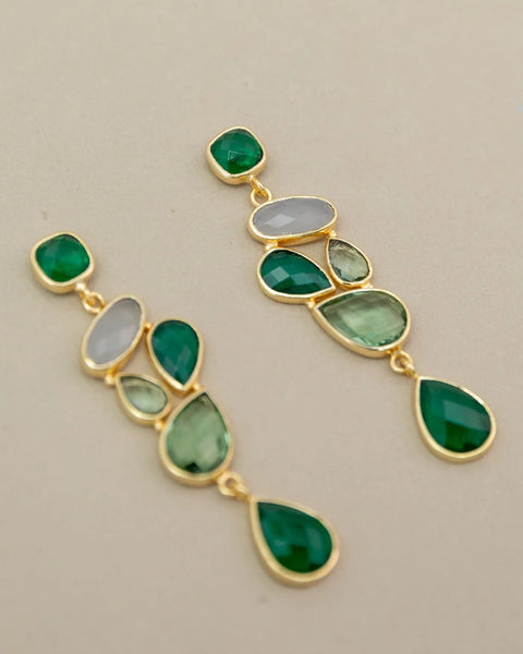 Meshca - Trapeze Vert Earrings - Green Onyx