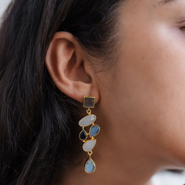 Meshca - Trapeze Midnights Earrings - Labrodite