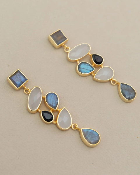 Meshca - Trapeze Midnights Earrings - Labrodite