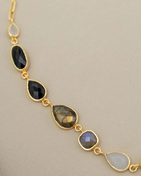 Meshca - Trapeze Necklace - Labradite Midnights