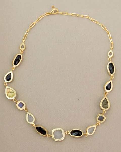 Meshca - Trapeze Necklace - Labradite Midnights