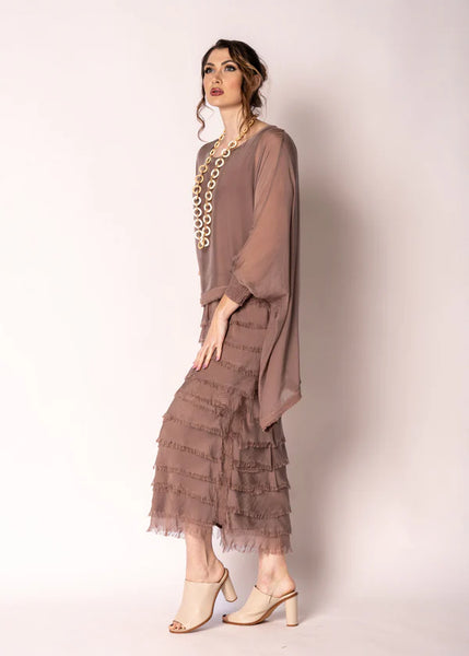 Imagine - Milk Chocolate Candie Dress Silk Ruffle Layers 10IM3862