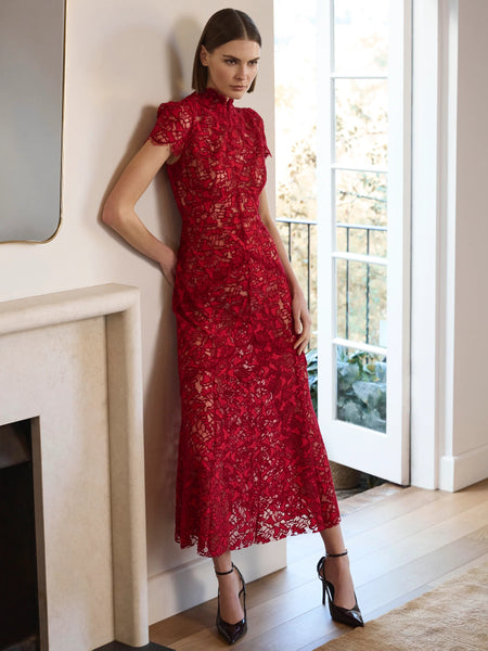 Moss & Spy - Carmen Midi Dress - Ruby