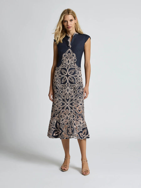 Moss & Spy - Sierra Midi Dress - Navy Blush