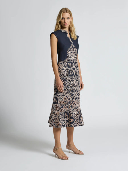 Moss & Spy - Sierra Midi Dress - Navy Blush