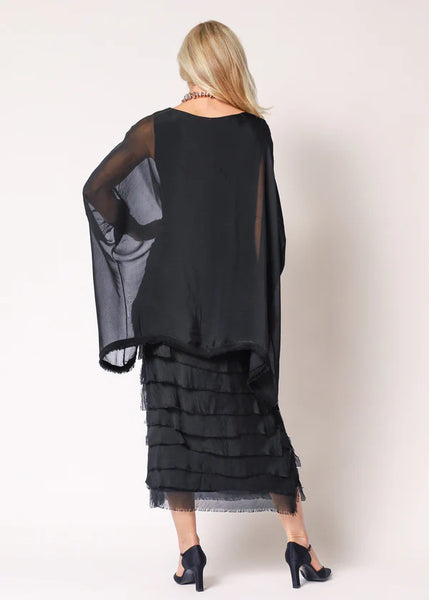 Imagine - Black Onyx Netty Dress Silk Ruffle Layers 10IM38621