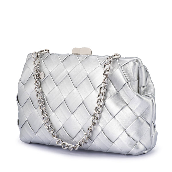 Olga Berg - Silver QUINN Woven Clutch - OB2122