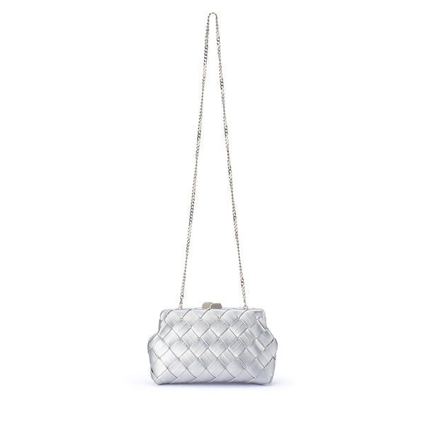 Olga Berg - Silver QUINN Woven Clutch - OB2122