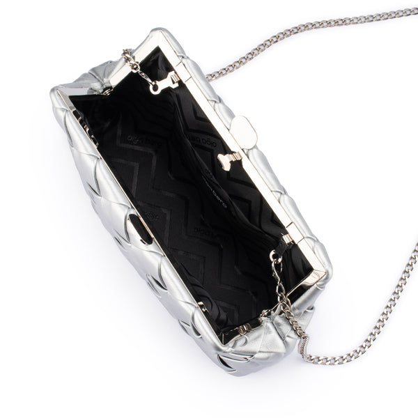 Olga Berg - Silver QUINN Woven Clutch - OB2122